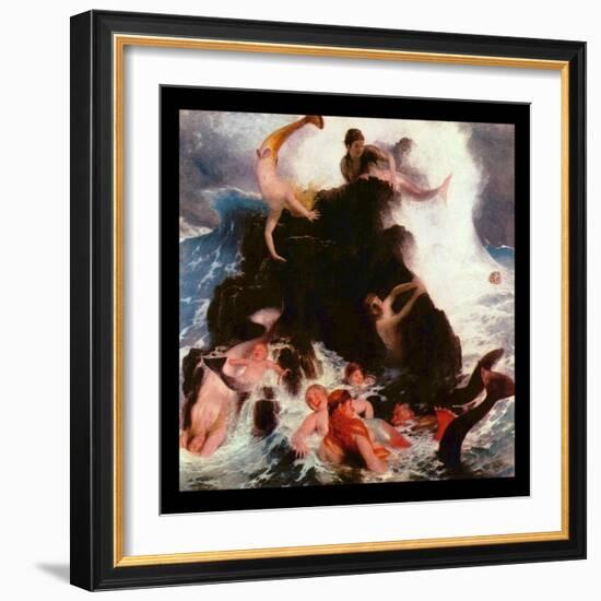 Das Spiel Der Najaden-Arnold Böcklin-Framed Art Print