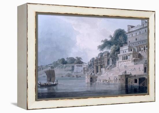 Dasasvamedha Ghat, Benares, Uttar Pradesh, C.1788-89 (Coloured Aquatint)-Thomas Daniell-Framed Premier Image Canvas