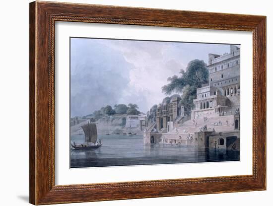 Dasasvamedha Ghat, Benares, Uttar Pradesh, C.1788-89 (Coloured Aquatint)-Thomas Daniell-Framed Giclee Print