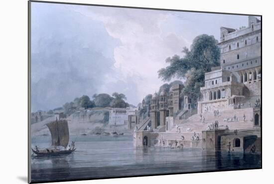 Dasasvamedha Ghat, Benares, Uttar Pradesh, C.1788-89 (Coloured Aquatint)-Thomas Daniell-Mounted Giclee Print