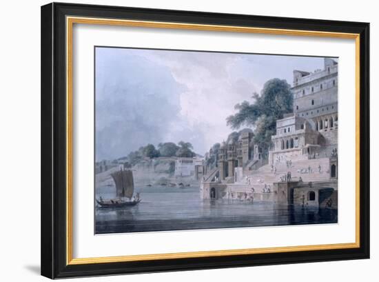 Dasasvamedha Ghat, Benares, Uttar Pradesh, C.1788-89 (Coloured Aquatint)-Thomas Daniell-Framed Giclee Print
