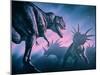 Daspletosaurus Attacking Styracosaurs-Joe Tucciarone-Mounted Photographic Print