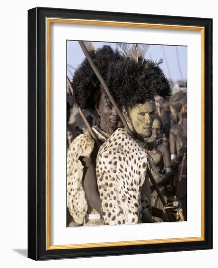 Dassanech Man in Full Tribal Regalia Participates in Dance During Ceremony, Omo Delta, Ethiopia-Nigel Pavitt-Framed Photographic Print