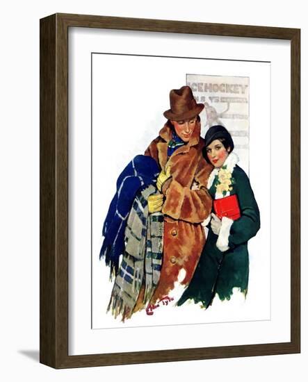"Date at Hockey Game,"March 12, 1932-Ellen Pyle-Framed Giclee Print