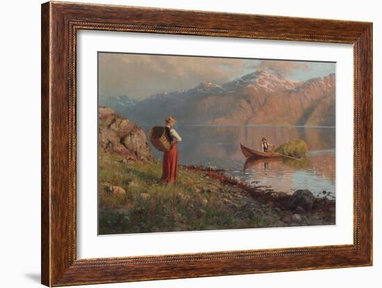 Date by the Fjord-Hans Andreas Dahl-Framed Giclee Print