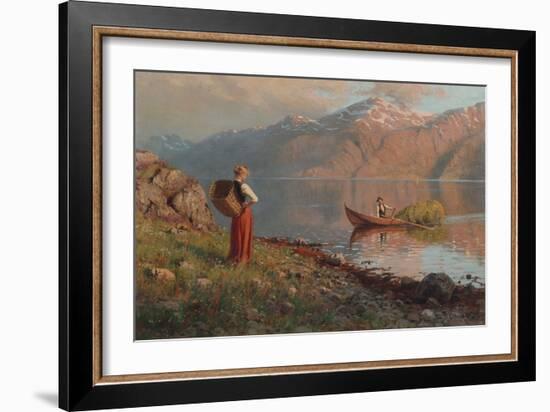 Date by the Fjord-Hans Andreas Dahl-Framed Giclee Print