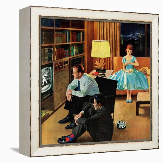 "Date with the Television", April 21, 1956-John Falter-Framed Premier Image Canvas