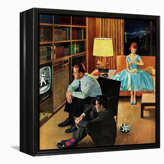 "Date with the Television", April 21, 1956-John Falter-Framed Premier Image Canvas