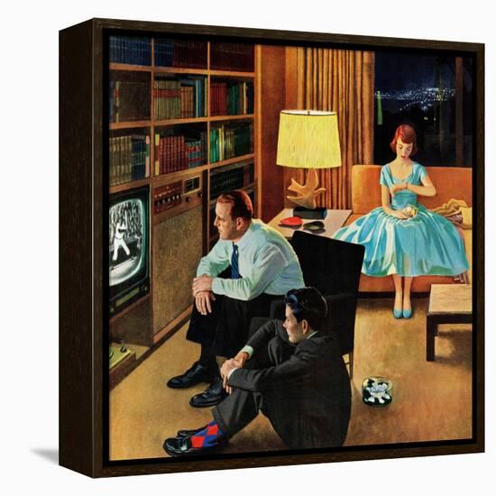 "Date with the Television", April 21, 1956-John Falter-Framed Premier Image Canvas