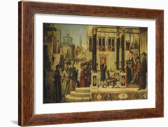 Daughter of Emperor Gordian Is Exorcised by St. Tryphon, 1507-Vittore Carpaccio-Framed Giclee Print