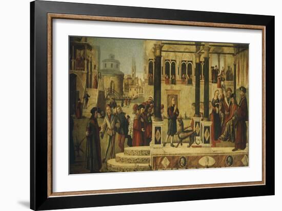 Daughter of Emperor Gordian Is Exorcised by St. Tryphon, 1507-Vittore Carpaccio-Framed Giclee Print