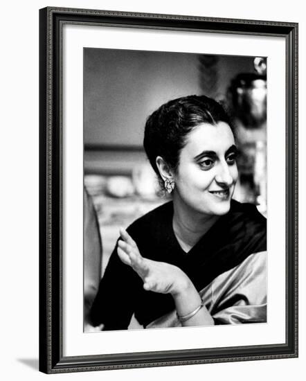 Daughter of Indian Pm Jawaharlal Nehru, Indira Gandhi, During Visit with Father to Us and Canada-Carl Mydans-Framed Premium Photographic Print