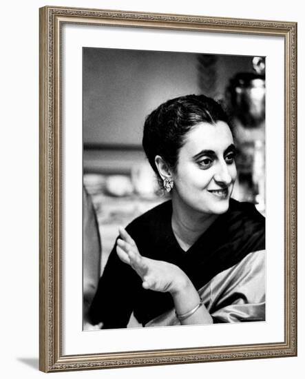 Daughter of Indian Pm Jawaharlal Nehru, Indira Gandhi, During Visit with Father to Us and Canada-Carl Mydans-Framed Premium Photographic Print