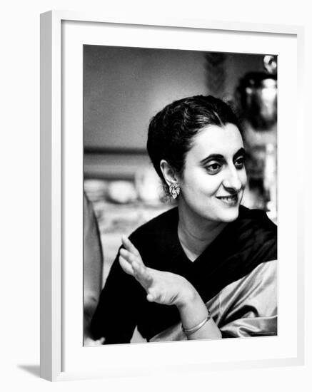 Daughter of Indian Pm Jawaharlal Nehru, Indira Gandhi, During Visit with Father to Us and Canada-Carl Mydans-Framed Premium Photographic Print