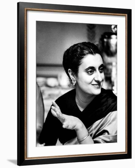 Daughter of Indian Pm Jawaharlal Nehru, Indira Gandhi, During Visit with Father to Us and Canada-Carl Mydans-Framed Premium Photographic Print