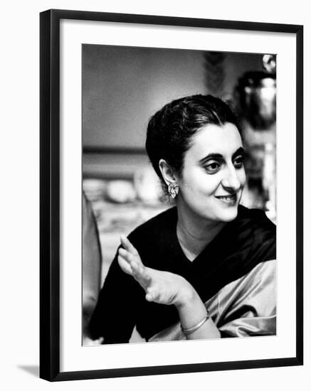 Daughter of Indian Pm Jawaharlal Nehru, Indira Gandhi, During Visit with Father to Us and Canada-Carl Mydans-Framed Premium Photographic Print