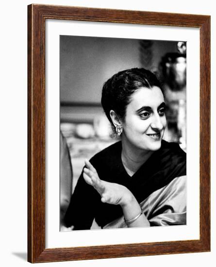 Daughter of Indian Pm Jawaharlal Nehru, Indira Gandhi, During Visit with Father to Us and Canada-Carl Mydans-Framed Premium Photographic Print