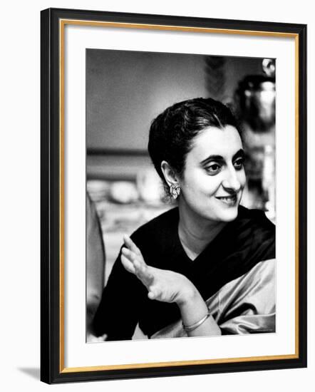 Daughter of Indian Pm Jawaharlal Nehru, Indira Gandhi, During Visit with Father to Us and Canada-Carl Mydans-Framed Premium Photographic Print