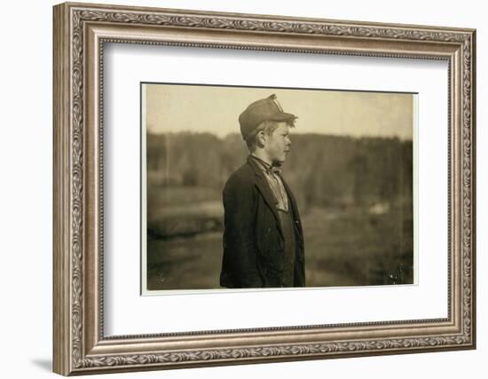 Dave, a young "pusher", moving trams and coal, at Bessie Mine, Alabama , 1910-Lewis Wickes Hine-Framed Photographic Print