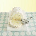 Lemon Meringue Roulade with Icing Sugar, a Slice Cut-Dave King-Photographic Print