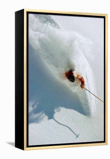 Dave Richards Skiing in Deep Powder Snow-Lee Cohen-Framed Premier Image Canvas