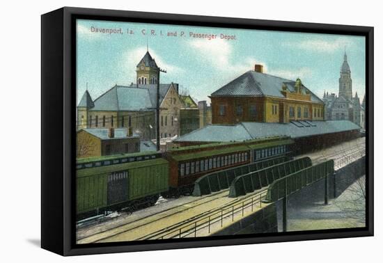 Davenport, Iowa - Chicago, Rock Island, and Pacific Train Depot-Lantern Press-Framed Stretched Canvas