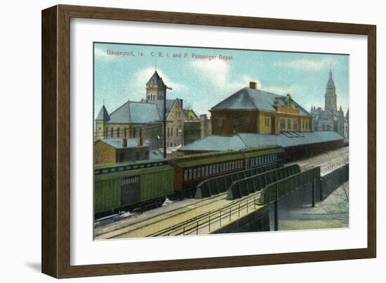 Davenport, Iowa - Chicago, Rock Island, and Pacific Train Depot-Lantern Press-Framed Art Print