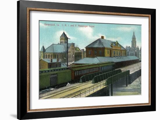 Davenport, Iowa - Chicago, Rock Island, and Pacific Train Depot-Lantern Press-Framed Art Print