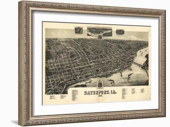 Davenport, Iowa - Panoramic Map-Lantern Press-Framed Art Print