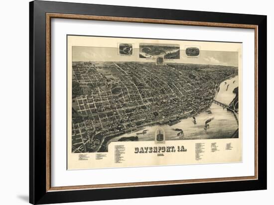 Davenport, Iowa - Panoramic Map-Lantern Press-Framed Art Print