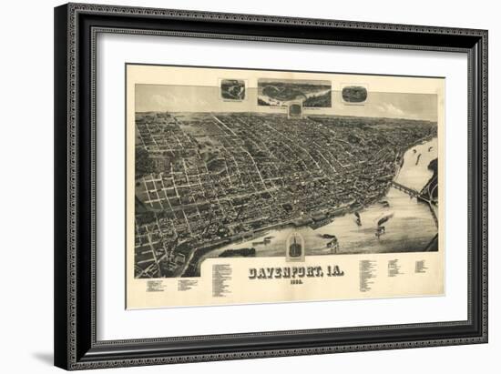 Davenport, Iowa - Panoramic Map-Lantern Press-Framed Art Print