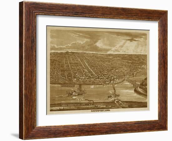 Davenport, Iowa - Panoramic Map-Lantern Press-Framed Art Print