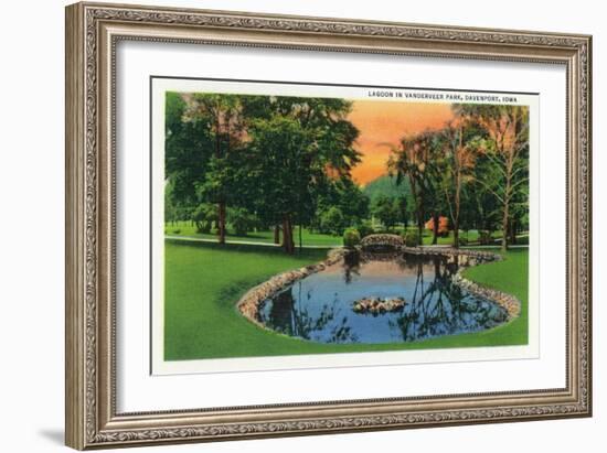 Davenport, Iowa, Vanderveer Park View of the Lagoon-Lantern Press-Framed Art Print