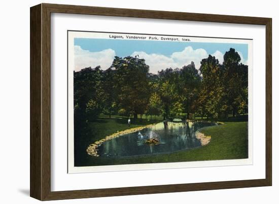 Davenport, Iowa, View of a Lagoon at Vanderveer Park-Lantern Press-Framed Art Print