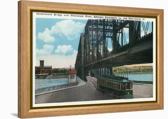 Davenport, Iowa, View of the Govt. Bridge over Mississippi River towards Rock Island-Lantern Press-Framed Stretched Canvas