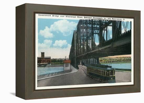 Davenport, Iowa, View of the Govt. Bridge over Mississippi River towards Rock Island-Lantern Press-Framed Stretched Canvas