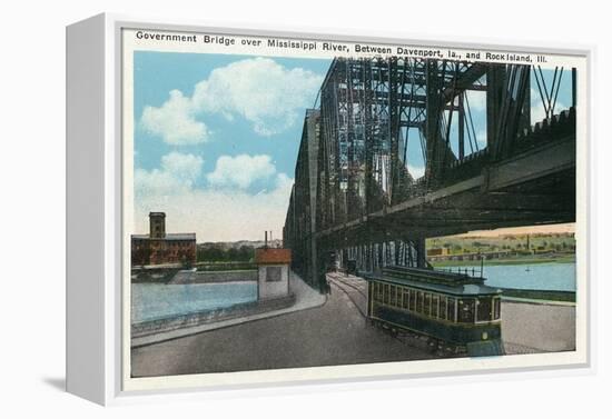 Davenport, Iowa, View of the Govt. Bridge over Mississippi River towards Rock Island-Lantern Press-Framed Stretched Canvas