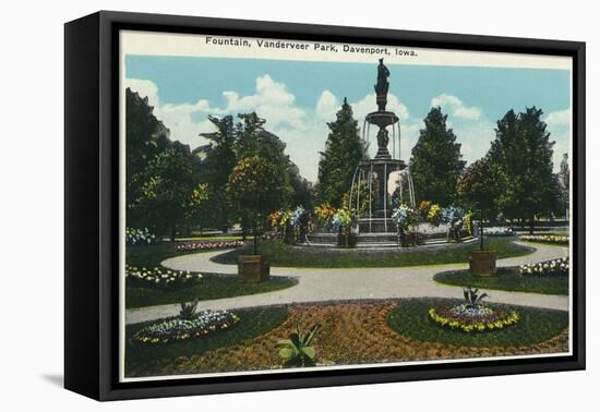 Davenport, Iowa, View of the Vanderveer Park Fountain-Lantern Press-Framed Stretched Canvas