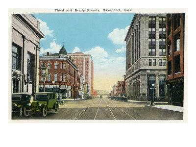 Davenport Iowa Views Of The Third And Brady Streets Art Print By