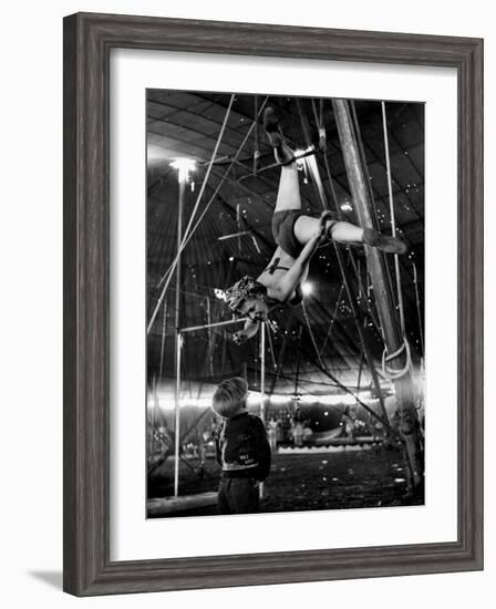 David Alzano Interrupts His Mother Elsie to Complain of Playmate Squabbles at Ringling Bros. Circus-Nina Leen-Framed Photographic Print