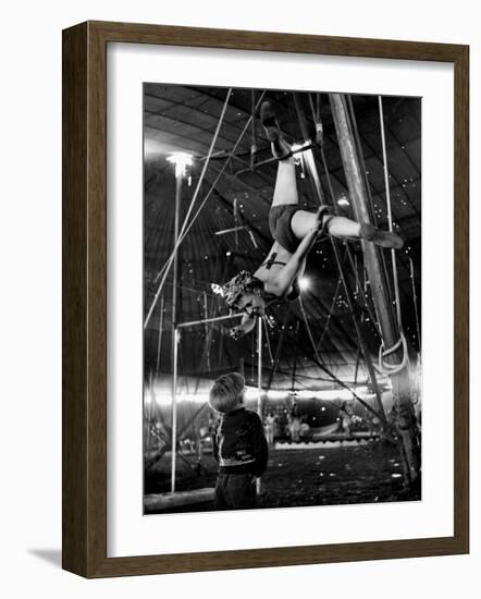 David Alzano Interrupts His Mother Elsie to Complain of Playmate Squabbles at Ringling Bros. Circus-Nina Leen-Framed Photographic Print