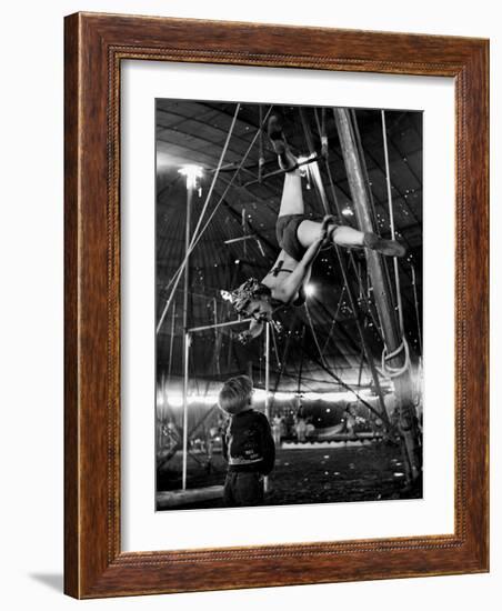 David Alzano Interrupts His Mother Elsie to Complain of Playmate Squabbles at Ringling Bros. Circus-Nina Leen-Framed Photographic Print