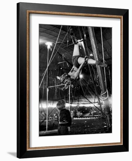 David Alzano Interrupts His Mother Elsie to Complain of Playmate Squabbles at Ringling Bros. Circus-Nina Leen-Framed Photographic Print