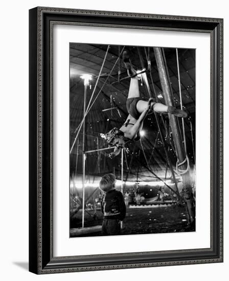 David Alzano Interrupts His Mother Elsie to Complain of Playmate Squabbles at Ringling Bros. Circus-Nina Leen-Framed Photographic Print