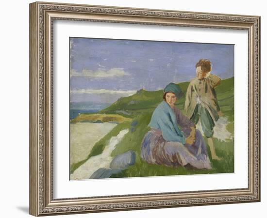 David and Dorelia in Normandy, 1908-Augustus Edwin John-Framed Giclee Print