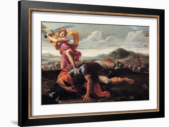 David and Goliath, 1650-1660-Guillaume Courtois-Framed Giclee Print