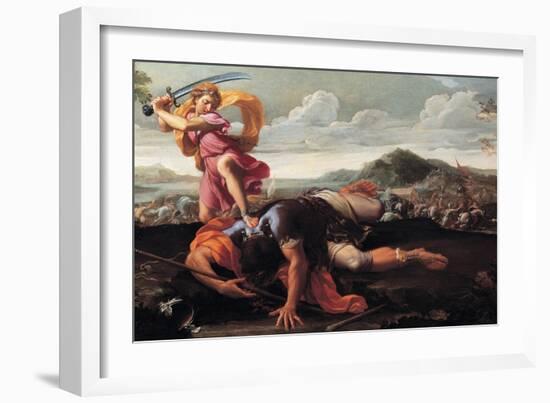 David and Goliath, 1650-1660-Guillaume Courtois-Framed Giclee Print