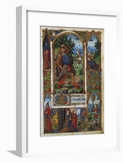 David and Goliath, from a French Book of Hours (Memb, II 176, 136V)-Handschrift-Framed Giclee Print