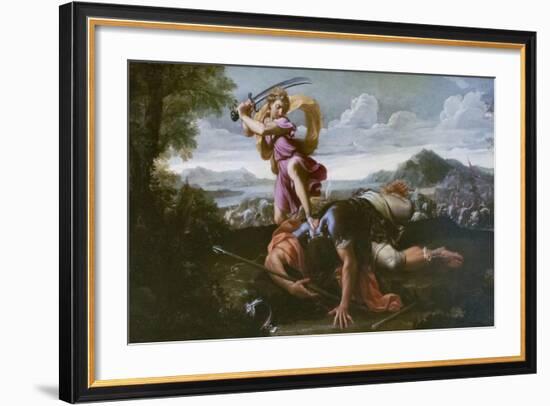David and Goliath, Late 1650s-Guillaume Courtois-Framed Giclee Print