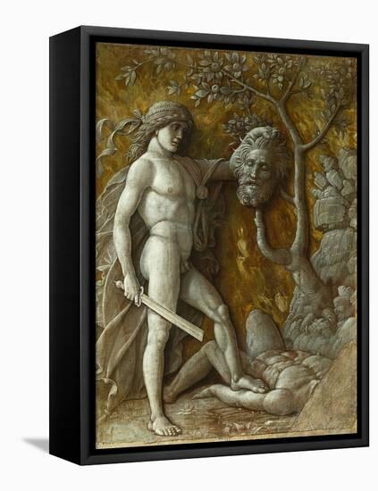 David and Goliath. Monochrome workshop painting Imitation of a relief (around 1490)-Andrea Mantegna-Framed Premier Image Canvas